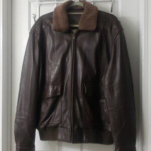 Roundtree & Yorke Leather Jacket G1 Genuine Lambskin Bomber L Large